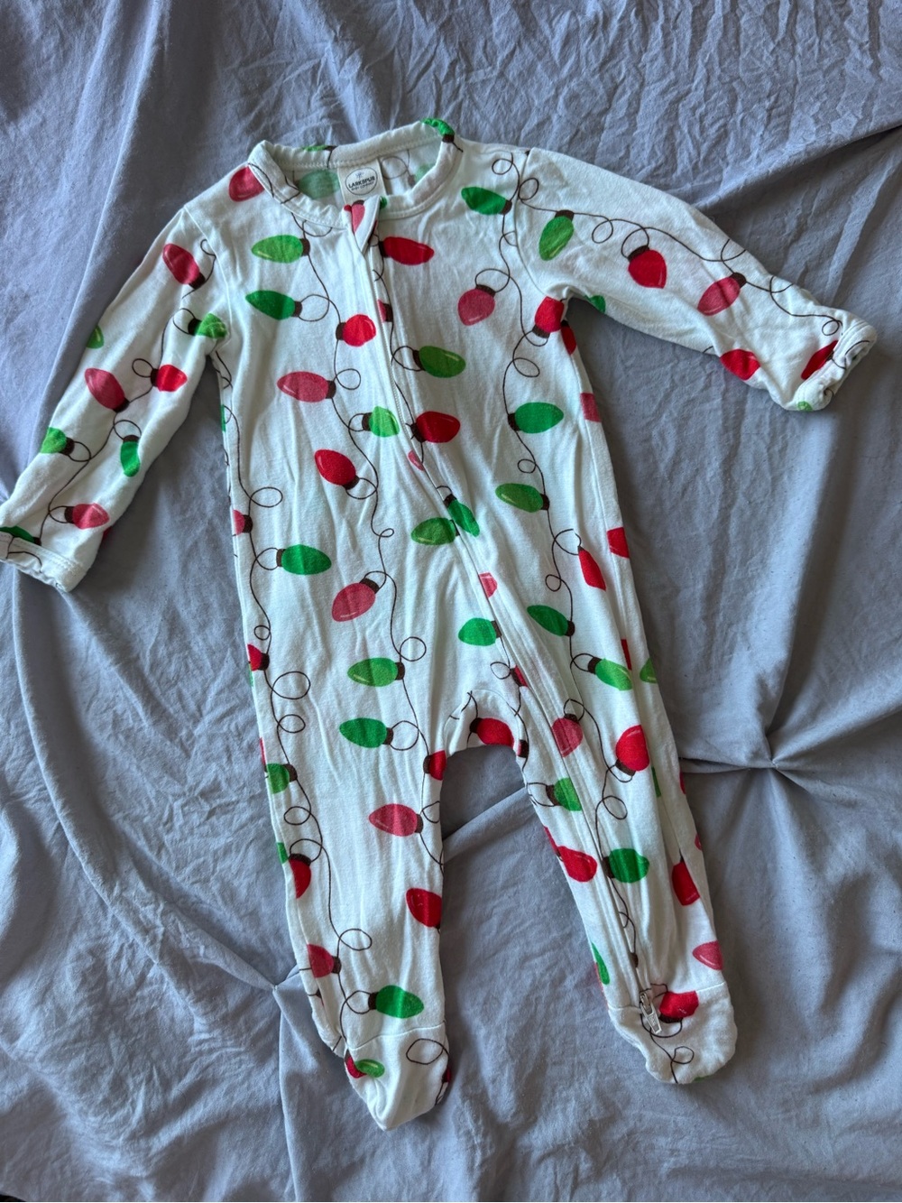 Larkspur Bamboo Holiday Light-Print Kids Footed One-Piece Pajama